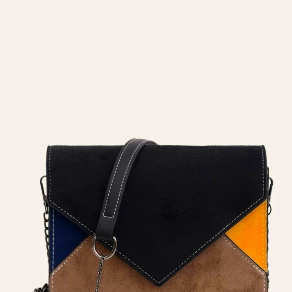 Colorblock Crossbody Bag - Black, Brown, Blue, Yellow